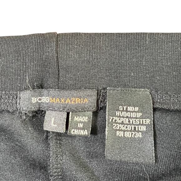 Y2K BCBGmaxazria Velour Rhinestone Logo Straight Leg Pants Black Size Large - Picture 7 of 8